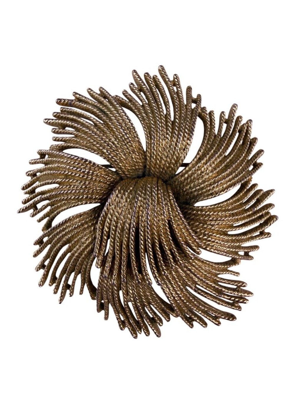 Monet Womens Gold Tone Metal Floral Fringe Brooch Pin Signed Vintage Jewelry